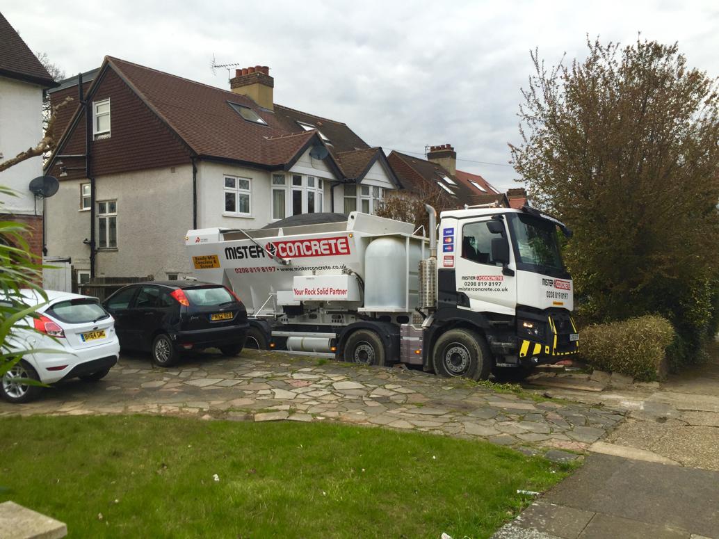 concrete truck delivery, England houses
